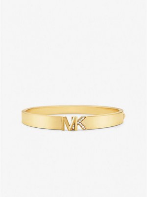 Michael Kors 14k Gold-plated Brass Pave Logo Armreifen Damen Gold | 930567-XFW