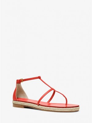 Michael Kors Annabeth Leder Sandalen Damen Koralle | 839205-IJR