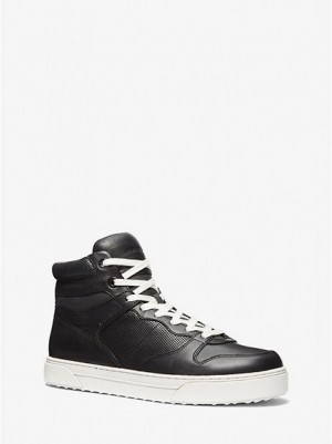 Michael Kors Barett Leder High Top Sneakers Herren Schwarz | 703859-HDW