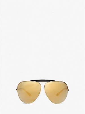 Michael Kors Bleecker Sonnenbrille Damen Gold Schwarz | 412590-TXQ