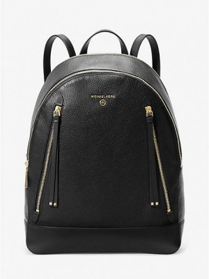 Michael Kors Brooklyn Large Pebbled Leder Rucksack Damen Schwarz | 109726-JMN