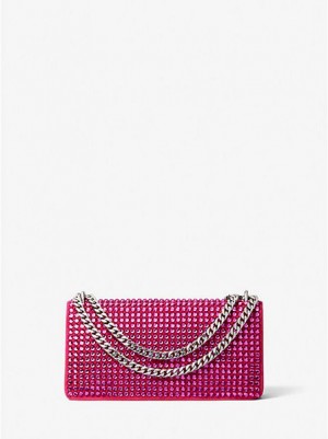 Michael Kors Christie Crystal Embellished Wildleder Envelope Mini Taschen Damen Rot | 593726-VUM