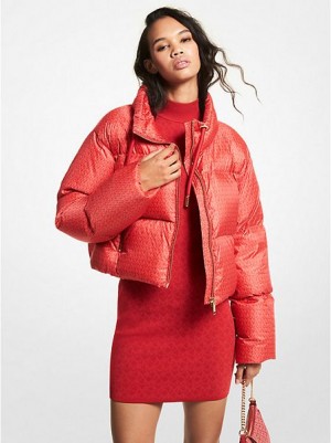 Michael Kors Cropped Logo Gesteppt Puffer Jacke Damen Rot | 648325-GSE