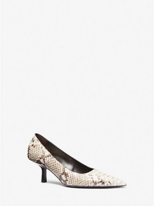 Michael Kors Frankie Python Embossed Leder Pumps Damen Beige | 450178-OBJ