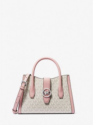 Michael Kors Gabby Small Logo Schulranzen Damen Weiß Rosa | 412685-ZCR