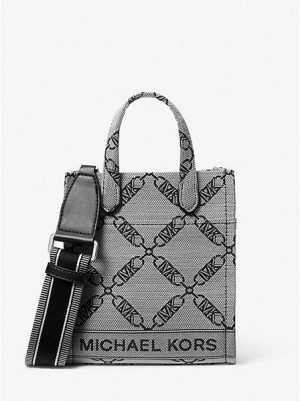 Michael Kors Gigi Extra-small Empire Logo Jacquard crossbody taschen Damen Beige Schwarz | 379815-MHZ