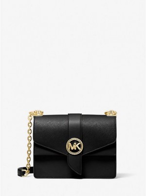 Michael Kors Greenwich Small Saffiano Leder crossbody taschen Damen Schwarz | 013279-JKS