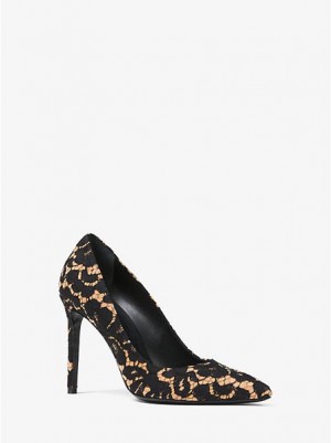 Michael Kors Gretel Floral Spitze And Wildleder Pumps Damen Schwarz | 956238-YLS