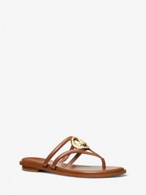 Michael Kors Hampton Leder Sandalen Damen Braun | 438657-RQI