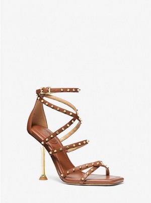 Michael Kors Imani Studded Leder Sandalen Damen Braun | 907812-IHF