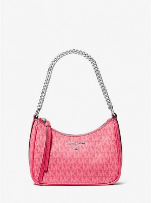 Michael Kors Jet Set Charm Small Logo Schultertaschen Damen Rosa | 782950-TOX