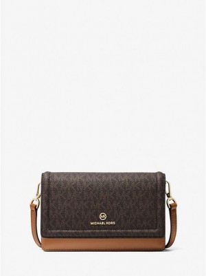 Michael Kors Jet Set Small Logo Smartphone Convertible crossbody taschen Damen Braun | 521796-KES