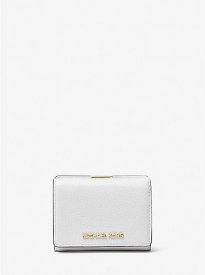 Michael Kors Jet Set Travel Medium Pebbled Leder Trifold Geldbörse Damen Weiß | 961370-JET