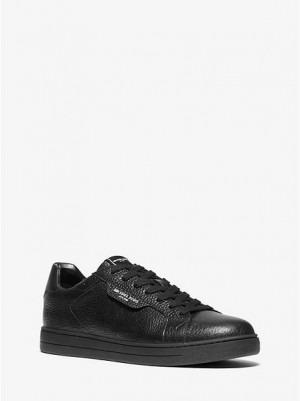 Michael Kors Keating Pebbled Leder Sneakers Herren Schwarz | 058269-QKL