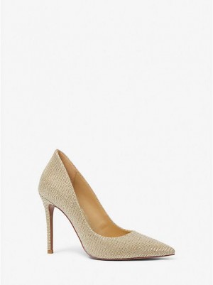 Michael Kors Keke Glitter Chain Mesh Pumps Damen Gold | 298073-UPC