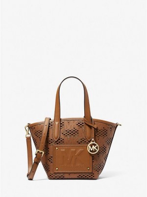 Michael Kors Kimber Small 2-in-1 Perforated And Embossed Faux Leder Tragetaschen Damen Braun | 981037-UTR