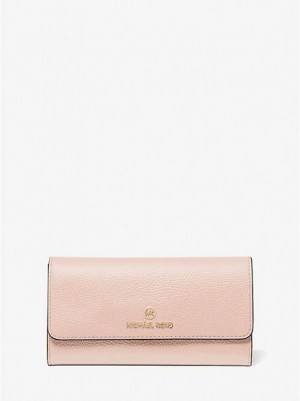 Michael Kors Large Pebbled Leder Tri-fold Geldbörse Damen Rosa | 210794-PYF