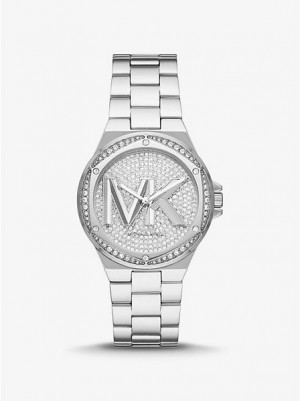 Michael Kors Lennox Pave Logo Uhren Damen Silber | 034928-UDJ