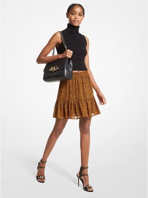 Michael Kors Leopard Print Georgette Ruffled Röcke Damen Gelb Gold | 189430-CWY