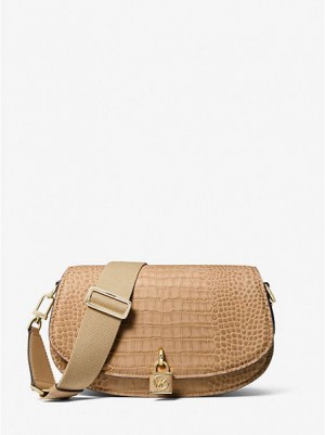 Michael Kors Mila Medium Crocodile Embossed Leder Kuriertaschen Damen Braun | 259781-XDM