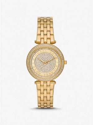 Michael Kors Mini Darci Pave Uhren Damen Gold | 138056-LHR