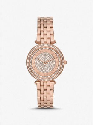 Michael Kors Mini Darci Pave Uhren Damen Rosa Gold | 867320-QGK