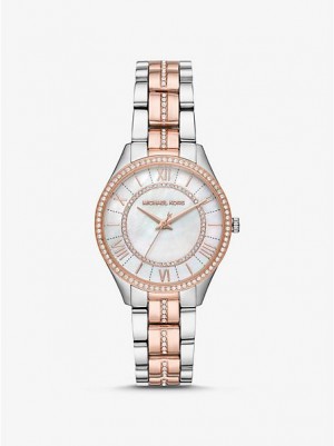 Michael Kors Mini Lauryn Pave Uhren Damen Silber Rosa | 352780-NJP