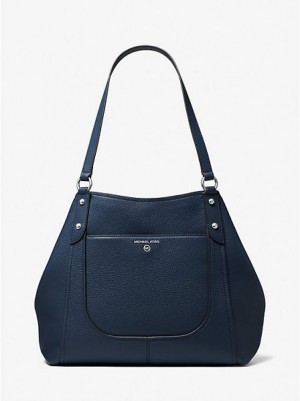 Michael Kors Molly Large Pebbled Leder Tragetaschen Damen Navy | 562907-PWJ