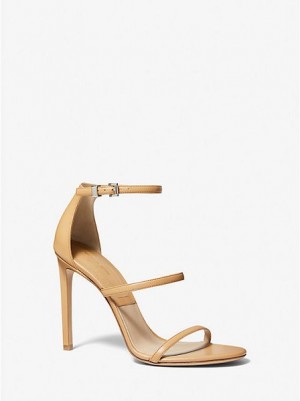 Michael Kors Nadege Leder Sandalen Damen Braun | 143267-PVX