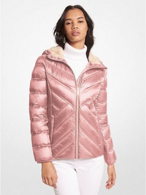 Michael Kors Nylon Packable Mit Kapuze Jacke Damen Königsblau Rosa | 923064-JPV