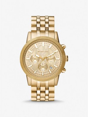 Michael Kors Oversized Hutton Uhren Herren Gold | 325619-HXG