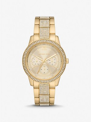 Michael Kors Oversized Tibby Pave Uhren Damen Gold | 496158-ZCW