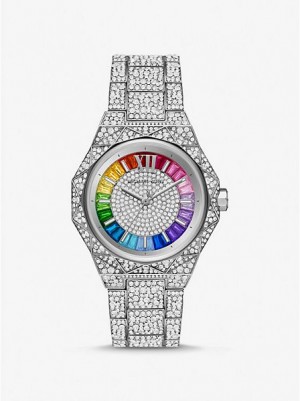 Michael Kors Pride Limited-edition Oversized Raquel Rainbow Pave Uhren Damen Silber | 028639-CRE