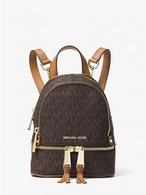 Michael Kors Rhea Mini Logo Rucksack Damen Braun | 419308-GCL