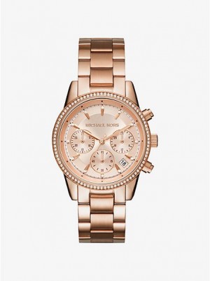 Michael Kors Ritz Uhren Damen Rosa Gold | 406791-SMW