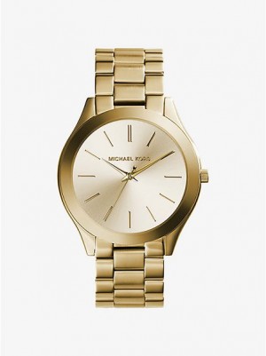 Michael Kors Slim Runway Stainless Steel Uhren Herren Gold | 054281-LOF