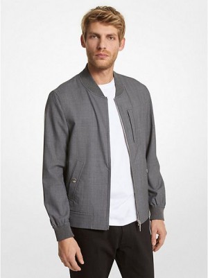 Michael Kors Stretch Wolle Bomber Jacke Herren Grau | 072513-FGN