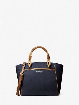 Michael Kors Talia Small Baumwoll Canvas Tragetaschen Damen Navy Mehrfarbig | 562479-UQT