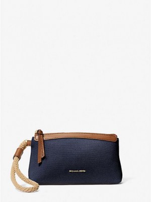 Michael Kors Talia Small Baumwoll Canvas Geldbörse Damen Navy Mehrfarbig | 840219-QJM