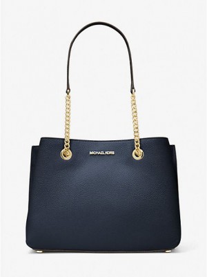 Michael Kors Teagan Large Pebbled Leder Schultertaschen Damen Navy | 941283-YWE