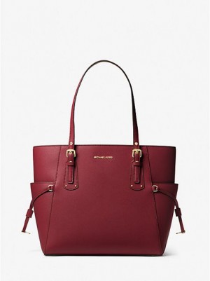 Michael Kors Voyager Small Crossgrain Leder Tragetaschen Damen Bordeaux | 942751-RGZ