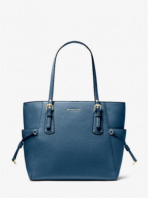 Michael Kors Voyager Small Pebbled Leder Tragetaschen Damen Blau | 197324-PZE