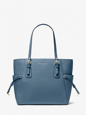 Michael Kors Voyager Small Pebbled Leder Tragetaschen Damen Blau | 017368-VUO