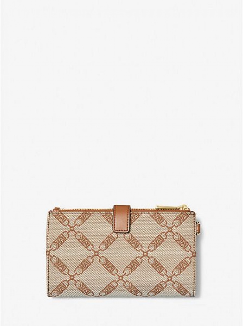 Michael Kors Adele Empire Logo Jacquard Smartphone Geldbörse Damen Beige | 091654-RYL