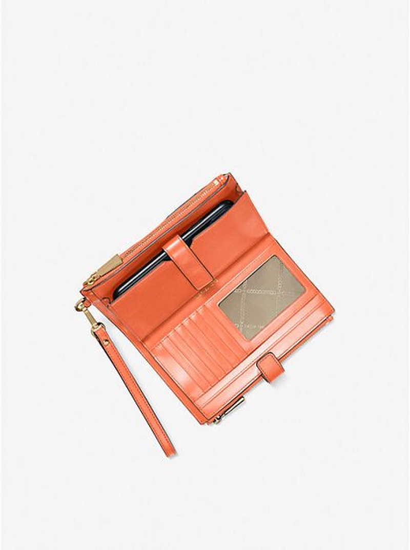 Michael Kors Adele Woven Leder Smartphone Geldbörse Damen Orange | 346051-MFQ