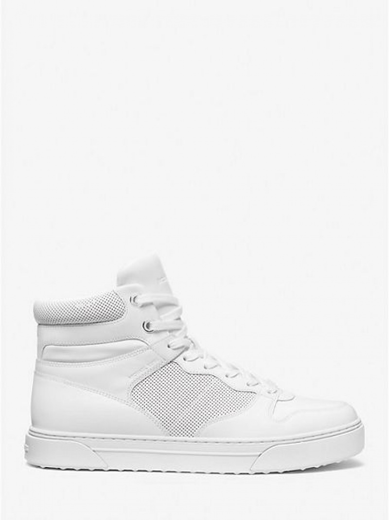 Michael Kors Barett Leder High Top Sneakers Herren Weiß | 103759-KFT