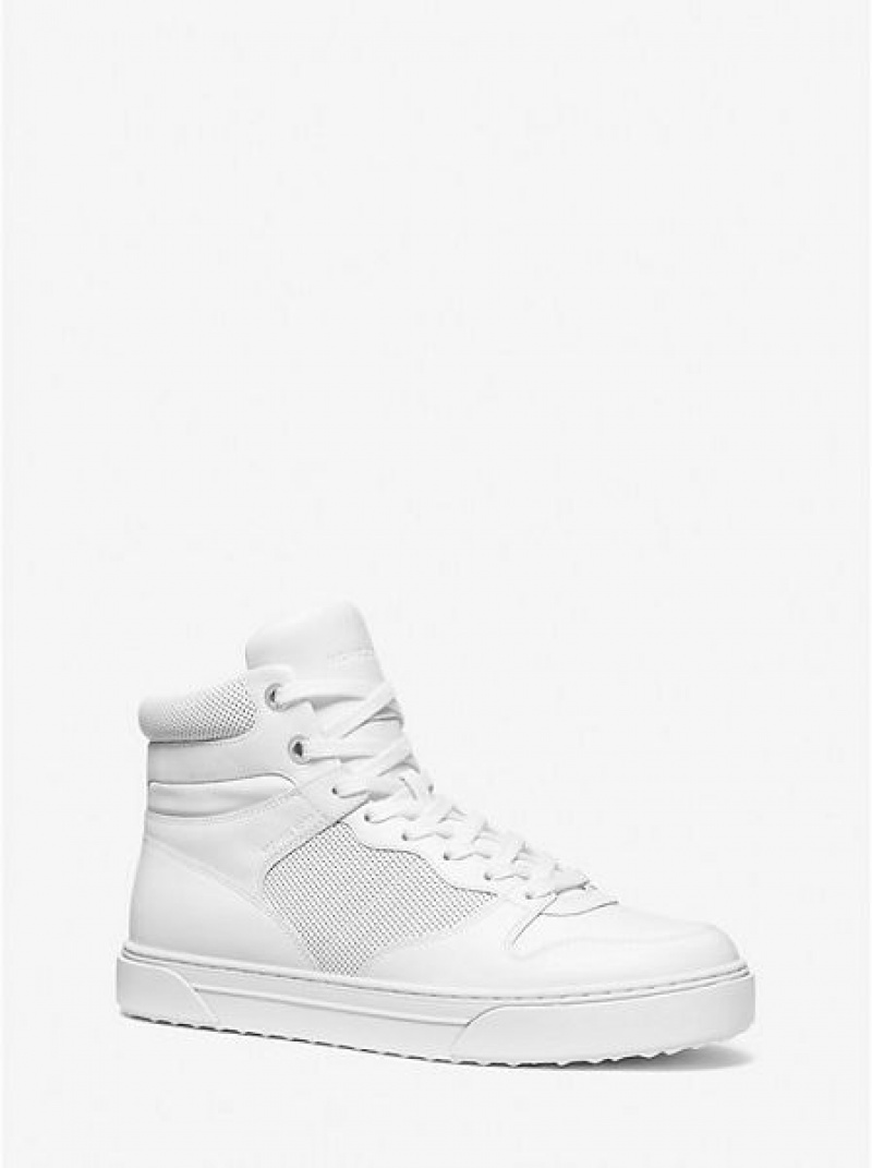 Michael Kors Barett Leder High Top Sneakers Herren Weiß | 103759-KFT