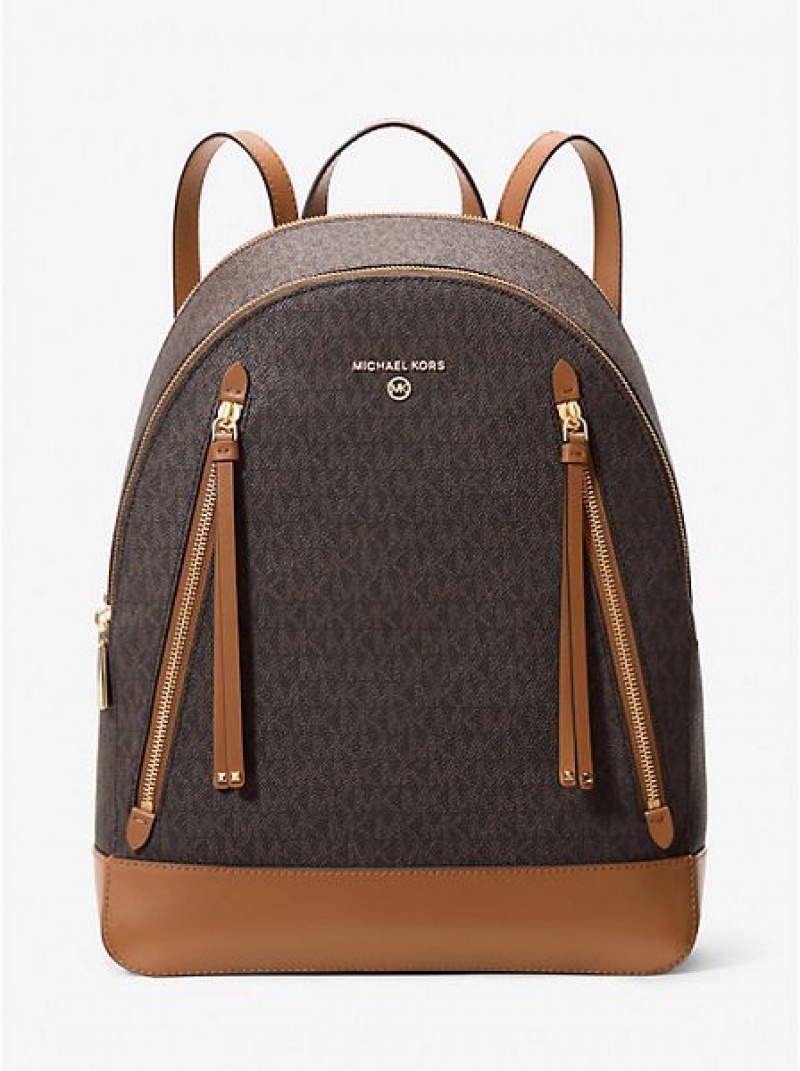 Michael Kors Brooklyn Large Logo Rucksack Damen Braun | 678051-TCR