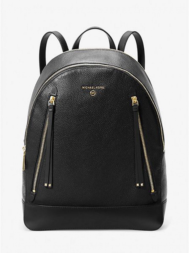 Michael Kors Brooklyn Large Pebbled Leder Rucksack Damen Schwarz | 109726-JMN