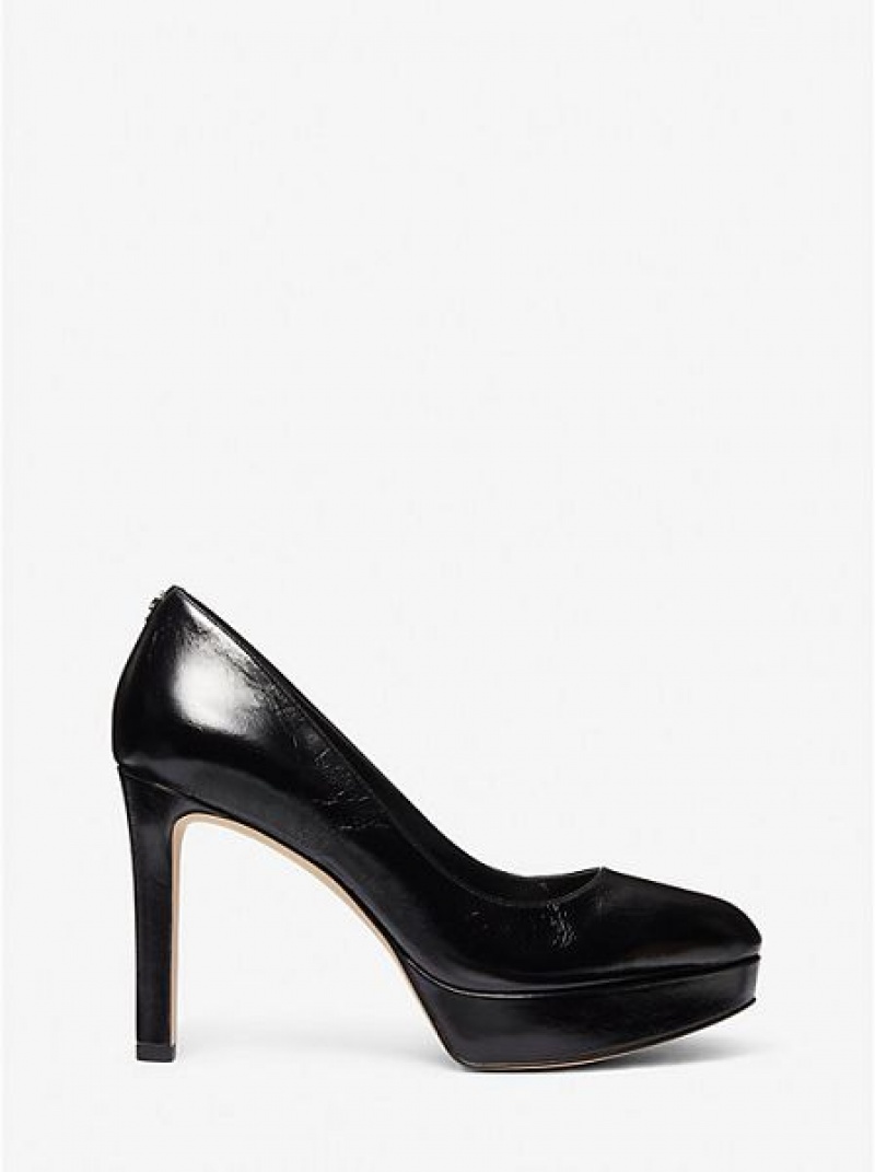 Michael Kors Chantal Crinkled Lack Leder Plattform Pumps Damen Schwarz | 804521-ODI